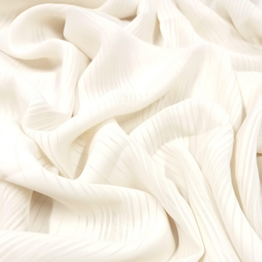 Pleated Textured Silk Hijabs – Pure White