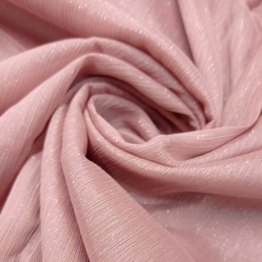 Crinkle Chiffon Zari Coated (Occasions Partner) - Tea Pink