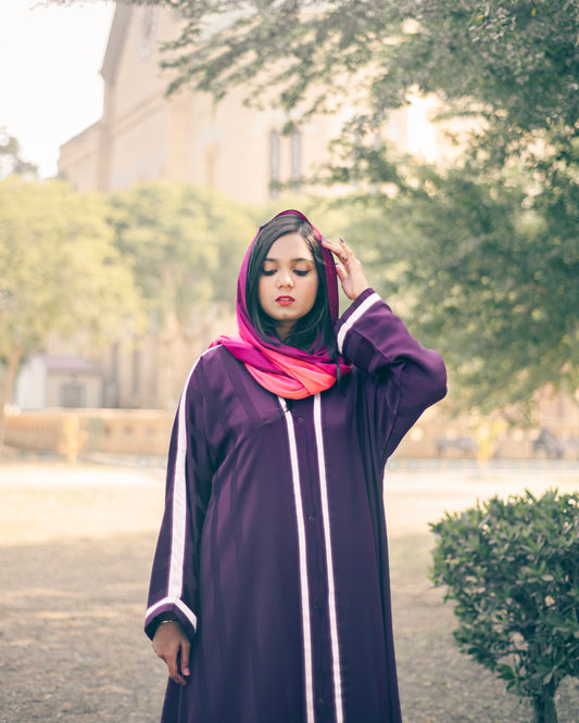 Front Open Stripe Abaya