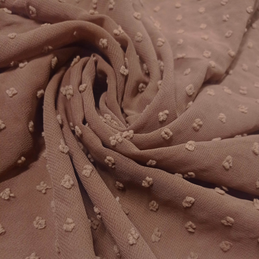 Luxury Pom Pearl Bubble Chiffon Hijab (All seasons star) - Beaver Brown