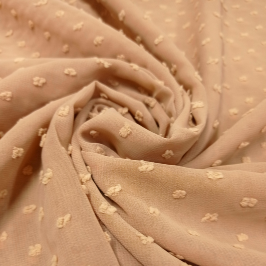 Luxury Pom Pearl Bubble Chiffon Hijab (All seasons star) - Cream