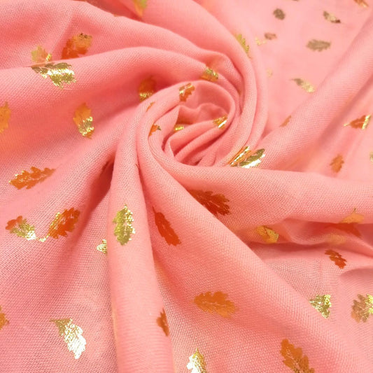 Palm Gold Foiled Lawn - Baby Pink